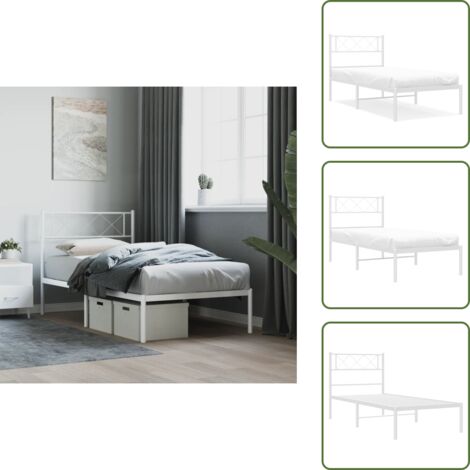 Letto con supporto schiena - vidaXL Giroletto con Testiera Metallo Bianco 90x190 cm - Letto con spazio sotto