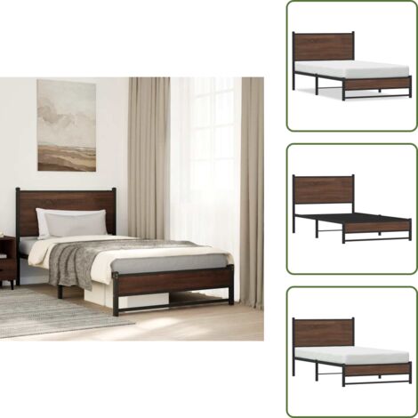Letto con supporto schiena - vidaXL Giroletto senza Materasso in Metallo Rovere Marrone 100x200 cm - Letto per ospiti