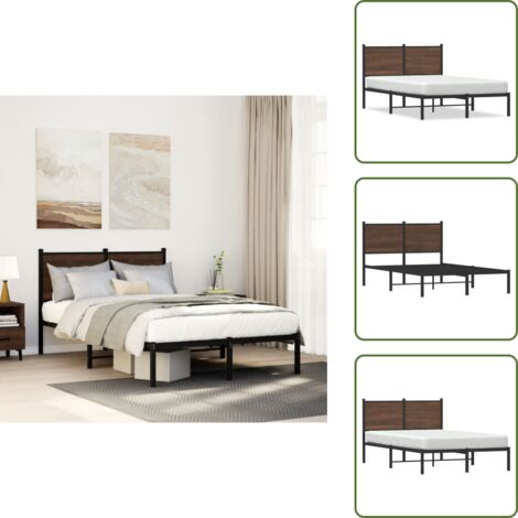 Letto con supporto schiena - vidaXL Giroletto senza Materasso in Metallo Rovere Marrone 120x190 cm - Letto con doghe in metallo