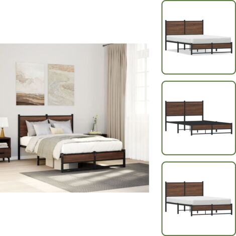 Letto con supporto schiena - vidaXL Giroletto senza Materasso in Metallo Rovere Marrone 120x200 cm - Letto con doghe in metallo