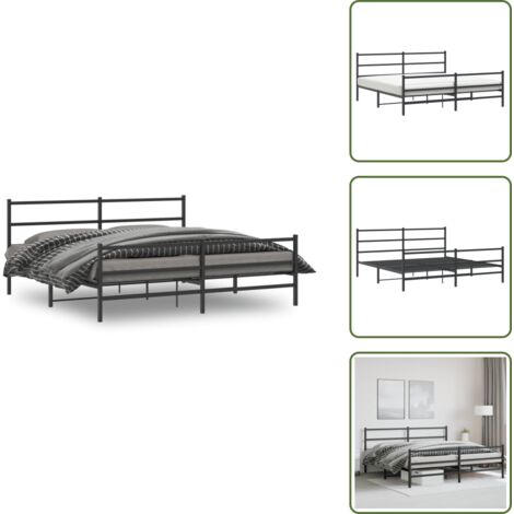 Letto con supporto - vidaXL Giroletto con Testiera e Pediera Metallo Nero 193x203 cm - Letto con spazio sotto