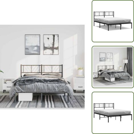 Letto con supporto - vidaXL Giroletto con Testiera in Metallo Nero 135x190 cm - Letto per camera da letto