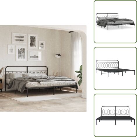 Letto con supporto - vidaXL Giroletto con Testiera in Metallo Nero 200x200 cm - Letto per camera da letto