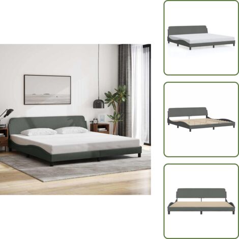 Letto con supporto - vidaXL Giroletto Dover Grigio Scuro 200x200 cm Tessuto - Letto con doghe in compensato