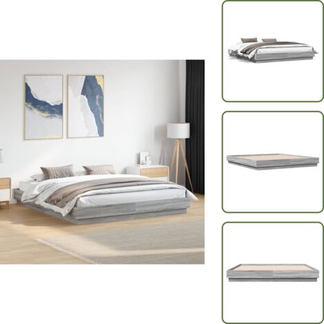 Letto con telaio in legno - vidaXL Giroletto Grigio Sonoma 180x200 cm in Legno Multistrato - Letto con materiale resistente