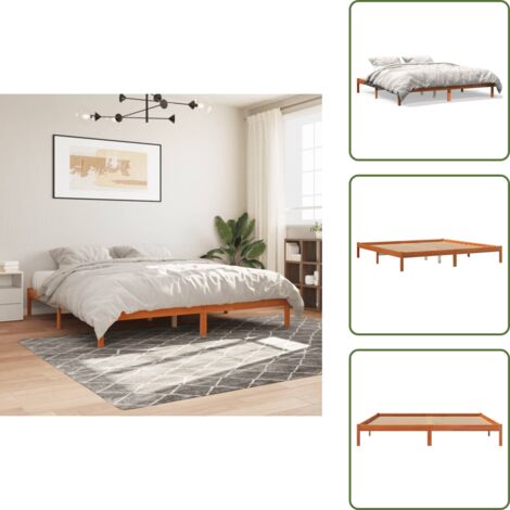 Letto con telaio in legno - vidaXL Giroletto senza Materasso Marrone Cera 200x200 cm Legno di Pino -