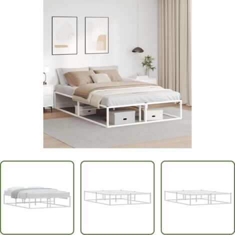 Letto con telaio in metallo -  Giroletto senza Materasso Bianco 140x200 cm in Metallo