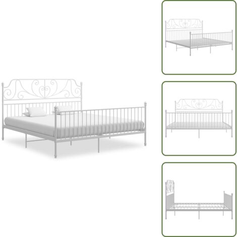 Letto con telaio metallico - vidaXL Giroletto Bianco in Metallo 200x200 cm - Letto per sonno