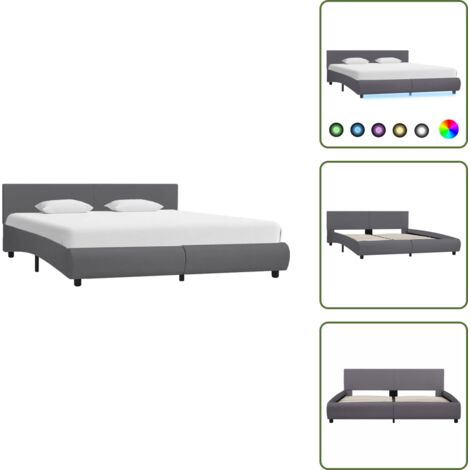 Letto con telecomando - vidaXL Giroletto con LED Grigio in Similpelle 180x200 cm - Letto moderno