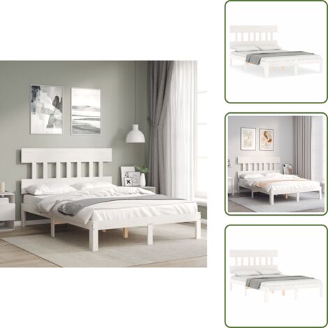 Letto con testata in legno - vidaXL Giroletto senza Materasso Bianco 120x200 cm Legno Massello Pino - Letto bianco