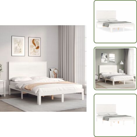Letto con testata in legno - vidaXL Giroletto senza Materasso Bianco 120x200 cm Legno Massello Pino - Letto bianco