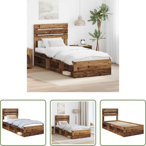 Letto con testata -  Struttura del letto Legno vecchio 90 x 190 cm Pino massello