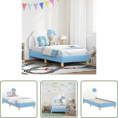 Letto con testata -  Struttura letto bambini con testata Blu 80 x 160 cm PU