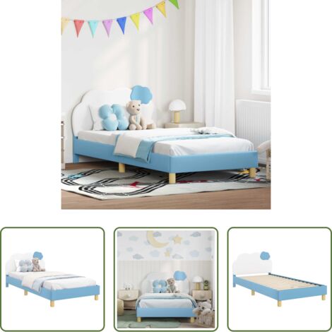 Letto con testata -  Struttura letto bambini con testata Blu 80 x 200 cm PU