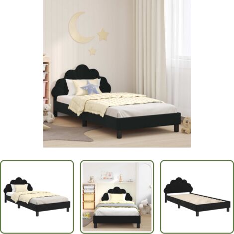 Letto con testata -  Struttura letto bambini con testata Nero 90 x 190 cm Velluto