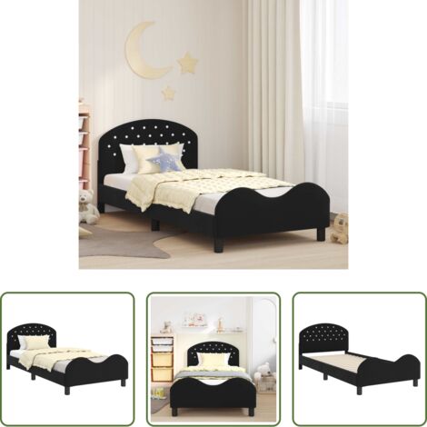 Letto con testata -  Struttura letto bambini con testata Nero 90 x 200 cm Velluto