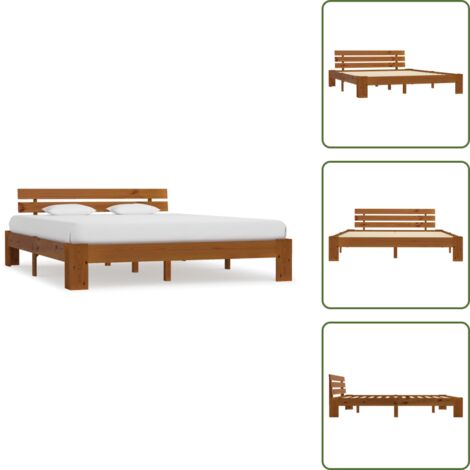 Letto con testata - vidaXL Giroletto senza Materasso Ambrato 180x200 cm in Legno di Pino -