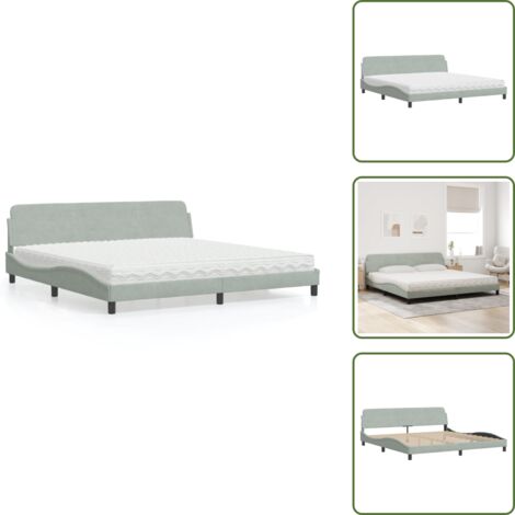Letto con testata - vidaXL Letto con Materasso Dover Grigio Chiaro 200x200cm Velluto - Letto con giroletto
