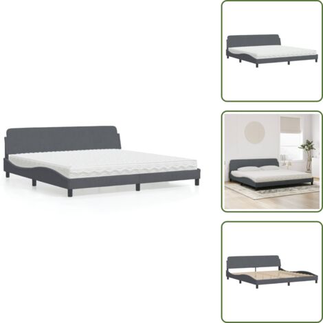 Letto con testata - vidaXL Letto con Materasso Dover Grigio Scuro 200x200 cm Velluto - Letto con giroletto