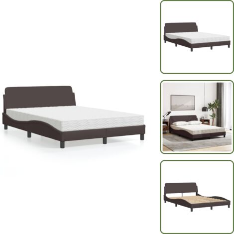 Letto con testata - vidaXL Letto con Materasso Dover Marrone Scuro 140x190cm Tessuto - Materasso in tessuto