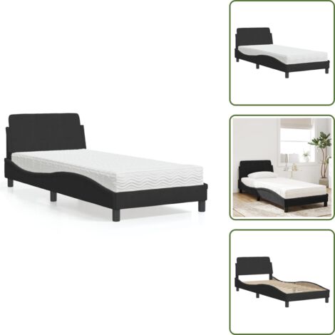 Letto con testata - vidaXL Letto con Materasso Dover Nero 80x200 cm in Velluto - Letto con giroletto