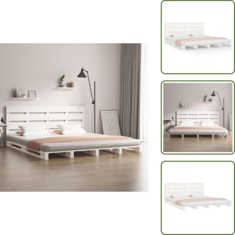 Letto con testiera a doghe - vidaXL Giroletto Bianco Legno Massello di Pino 120x190 cm Small Double - Letto con materasso 120x190 cm