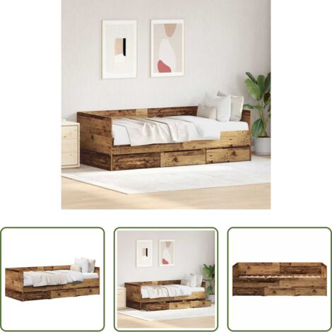 Letto con testiera -  Daybed con testiera Legno vecchio 90 x 200 cm Legno multistrato