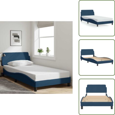 Letto con testiera Dover - vidaXL Giroletto con Testiera Dover Blu 100x200 cm Tessuto - Letto con testiera Blu