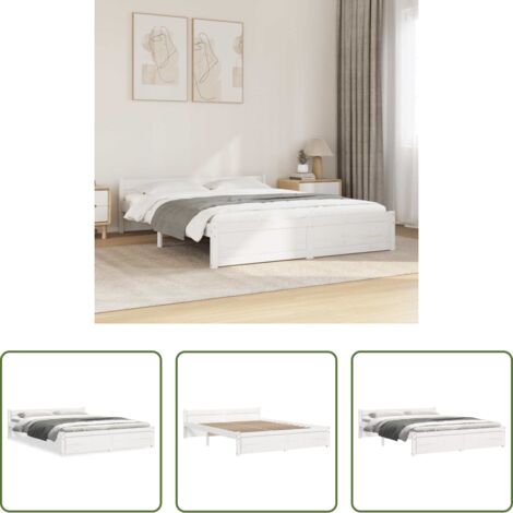 Letto con testiera -  Giroletto Bianco in Legno Massello 140x190 cm