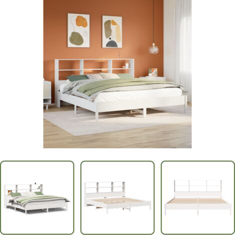 Letto con testiera -  Giroletto con Libreria senza Materasso 180x200 cm in Legno Pino
