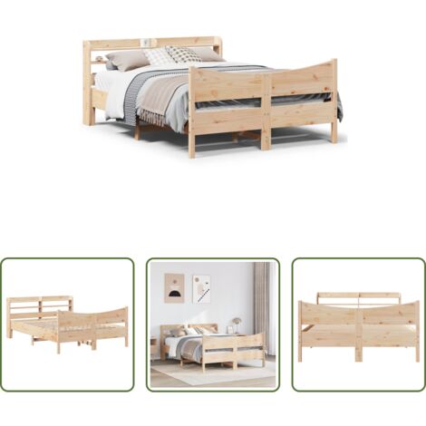 Letto con testiera -  Giroletto con Testiera 120x190 cm in Legno Massello di Pino