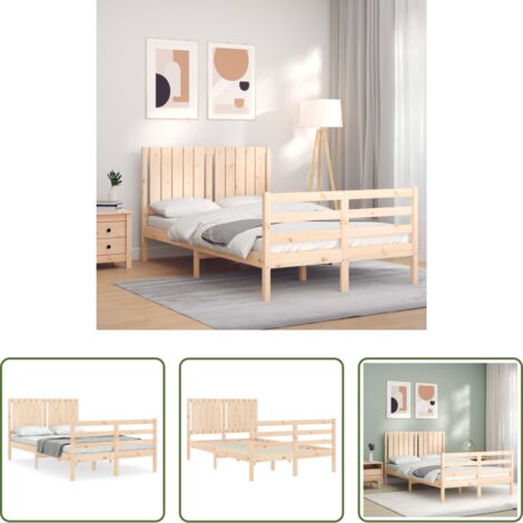 Letto con testiera -  Giroletto con Testiera 120x200 cm in Legno Massello