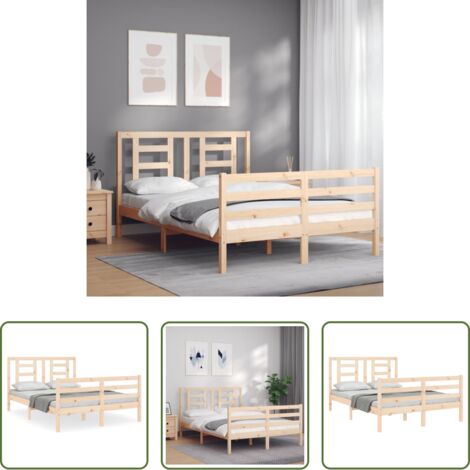 Letto con testiera -  Giroletto con Testiera 120x200 cm in Legno Massello