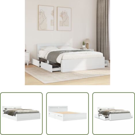 Letto con testiera -  Giroletto con Testiera Bianco 120x190 cm in Legno Multistrato