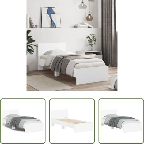 Letto con testiera -  Giroletto con Testiera Bianco 75x190 cm in Legno Multistrato