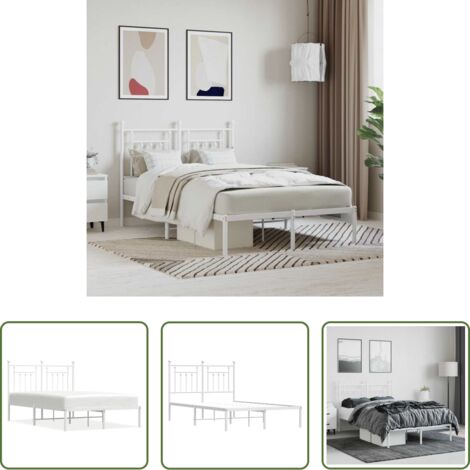 Letto con testiera -  Giroletto con Testiera in Metallo Bianco 120x200 cm
