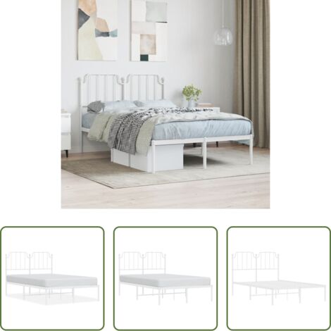 Letto con testiera -  Giroletto con Testiera in Metallo Bianco 120x200 cm