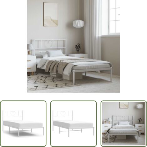 Letto con testiera -  Giroletto con Testiera Metallo Bianco 100x190 cm