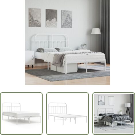 Letto con testiera -  Giroletto con Testiera Metallo Bianco 120x190 cm