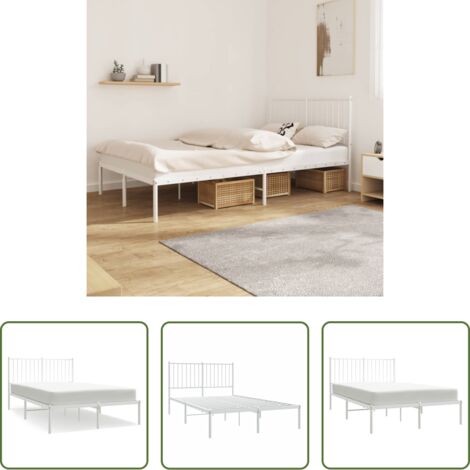 Letto con testiera -  Giroletto con Testiera Metallo Bianco 120x190 cm