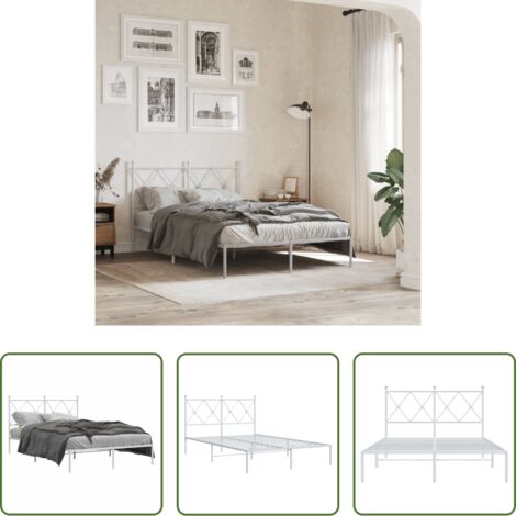 Letto con testiera -  Giroletto con Testiera Metallo Bianco 120x190 cm