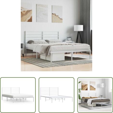 Letto con testiera -  Giroletto con Testiera Metallo Bianco 120x190 cm