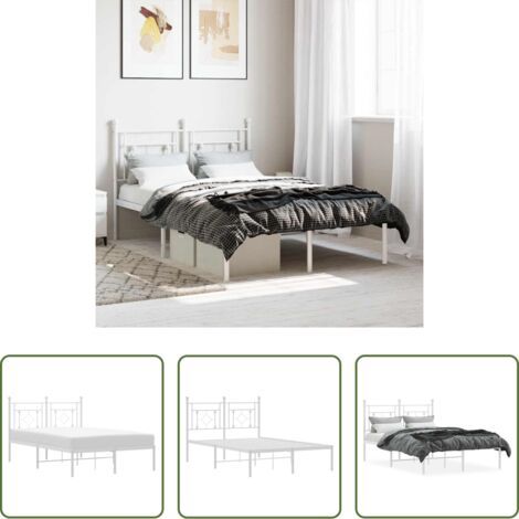 Letto con testiera -  Giroletto con Testiera Metallo Bianco 120x190 cm