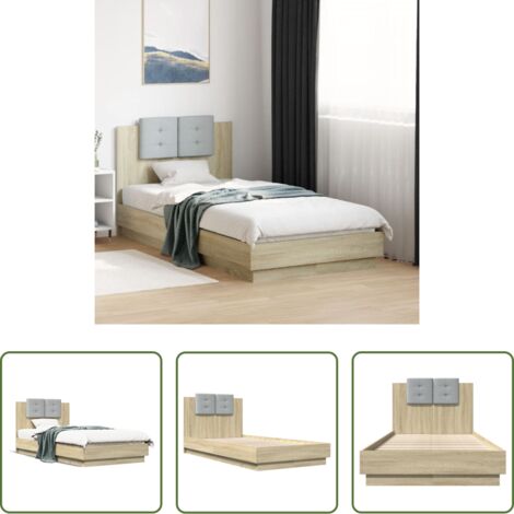 Letto con testiera -  Giroletto con Testiera Rovere Sonoma 75x190cm Legno Multistrato