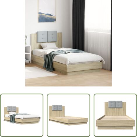 Letto con testiera -  Giroletto con Testiera Rovere Sonoma 90x190cm Legno Multistrato