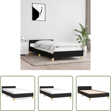 Letto con testiera -  Giroletto con Testiera senza Materasso Nero 90x200 cm Tessuto