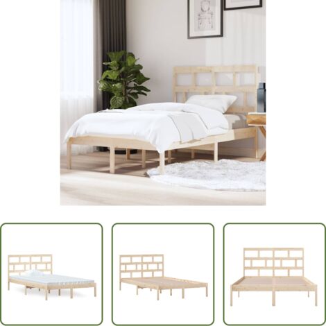 Letto con testiera -  Giroletto in Legno Massello di Pino 120x200 cm