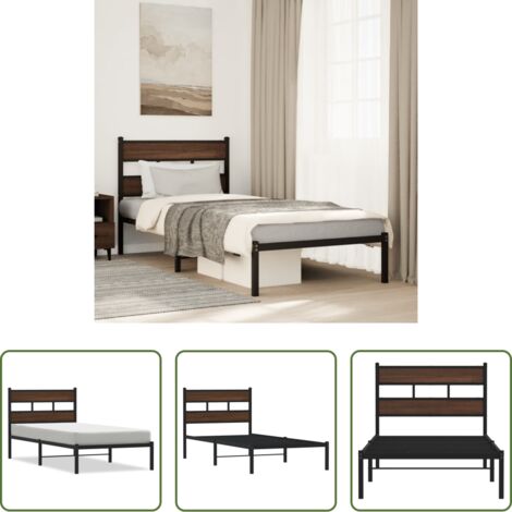 Letto con testiera -  Giroletto senza Materasso con Testiera Rovere Marrone 100x190cm