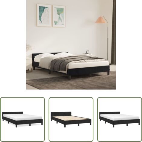 Letto con testiera -  Giroletto senza Materasso Nero 120x190 cm Velluto