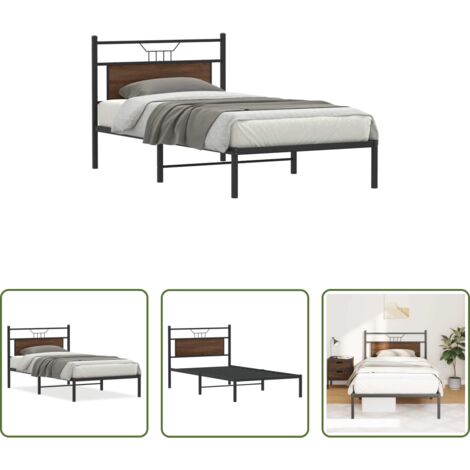 Letto con testiera -  Giroletto senza Materasso Rovere Marrone 100x190 cm Truciolato
